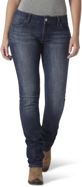 Wrangler Women's Western Mid Rise Stretch Straight Leg Jean